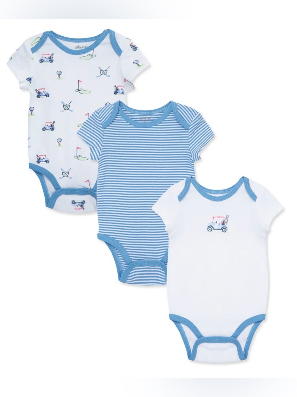 Little Me Golf Club 3-Pack Bodysuits Blue 3 Months NWT